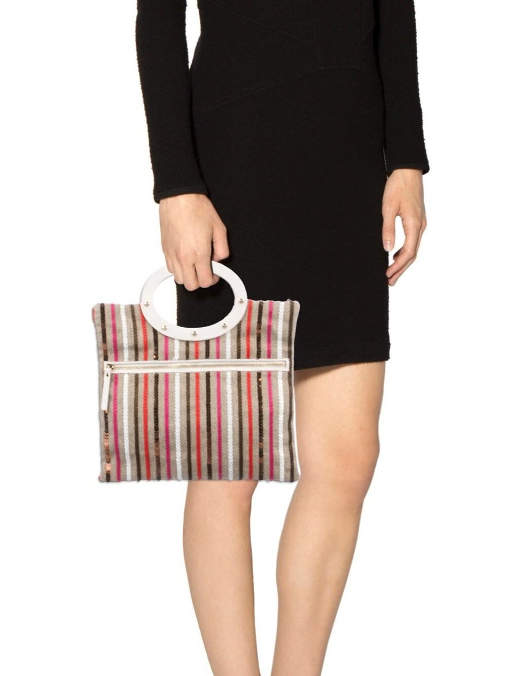 Kate Spade Striped Sequin Tote Bag Boho Natural Fiber/Jute Bohemian Purse